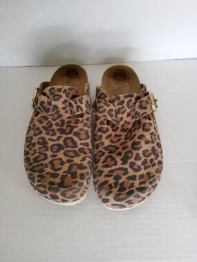 Leopard Print Mule Clogs with Buckle